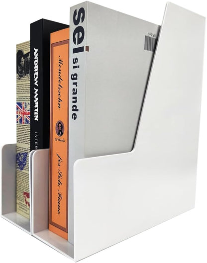 Clear Vertical File Holder, 2 pack, for Home Office | Clear plastic Magazine Organizer, 2-pack. Multi-purpose document organizer for home office, school. Space-saving storage.