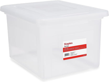 Hanging File Folder Box, Storage Bin Organizer, Snap Lid, Clear