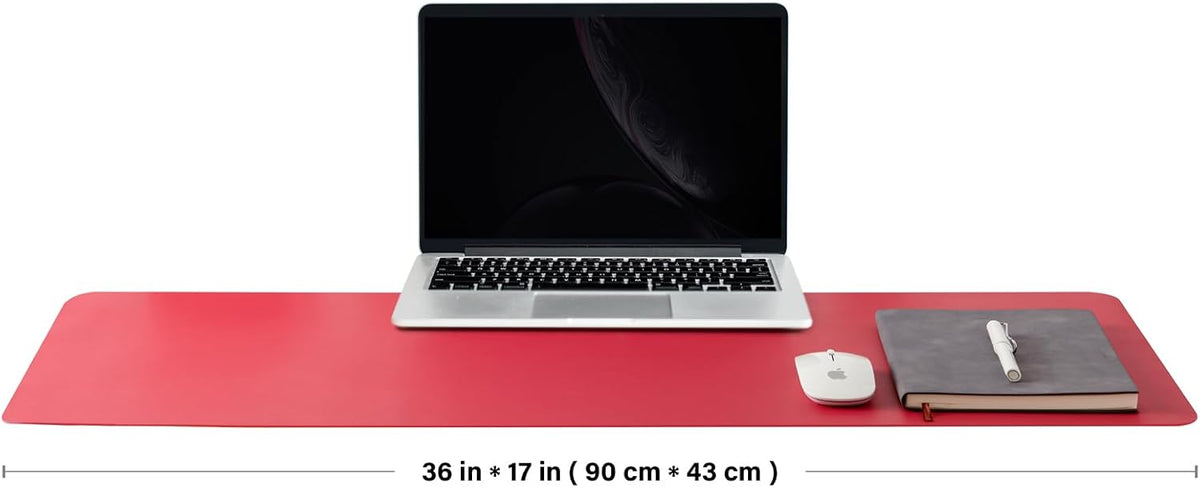 HOMIEAZICOZI Leather Desk Mat - Non-Slip PU Desk Pad for Office and Home - Desk Organization and Accessories - Ideal for Large Mouse Pad and Desk Mats on Top of Desks (Black,36''x 17'') (DPD-B-L)