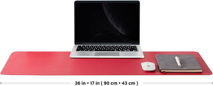 HOMIEAZICOZI Leather Desk Mat - Non-Slip PU Desk Pad for Office and Home - Desk Organization and Accessories - Ideal for Large Mouse Pad and Desk Mats on Top of Desks (Black,36''x 17'') (DPD-B-L)
