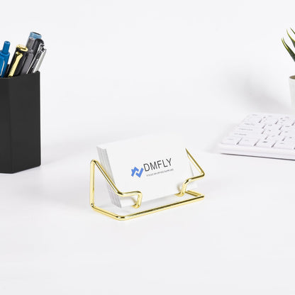 Metal Business Card Holder for Desk, Cute Card Display Stand, Compatible with Various Countertops, Gold