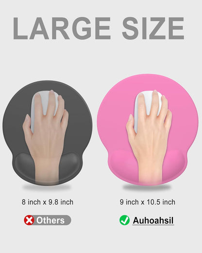 Ergonomic Mouse Pad with Wrist Rest, Comfortable Silicone Non-Slip Computer Pain Relief Gel Mouse Mat with Wrist Support for Gaming, Work, Office, Women & Men, Cute Pattern, Beige