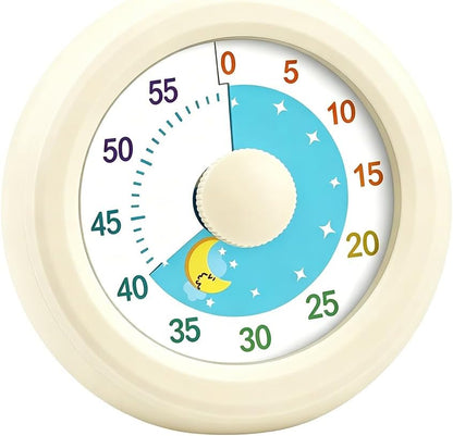60 Minute Visual Timer with Silent Operation Visual Countdown Timer Rainbow Disk 60 Minute Countdown Timer Task Reminder Home and Kitchen Timer for Kids Desk, Office Meetings (White-Rainbow)