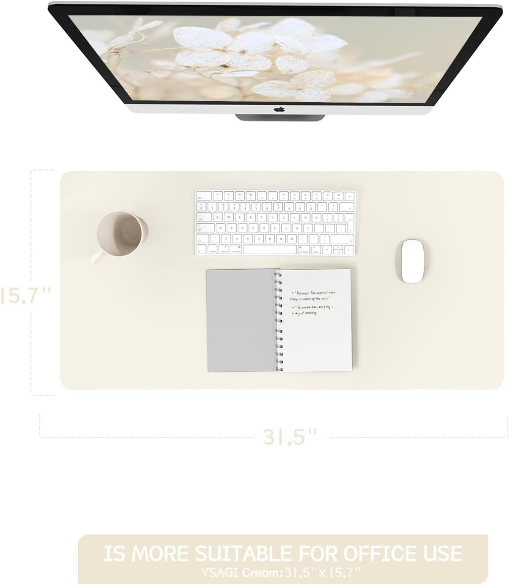 YSAGi Non-Slip Leather Desk Pad, Waterproof Laptop Computer Desk Keyboard Mat, Table Protector Blotter Mat, Large Mouse Pad for Office/Work/Home/Decor(Dark Brown, 31.5" x 15.7")