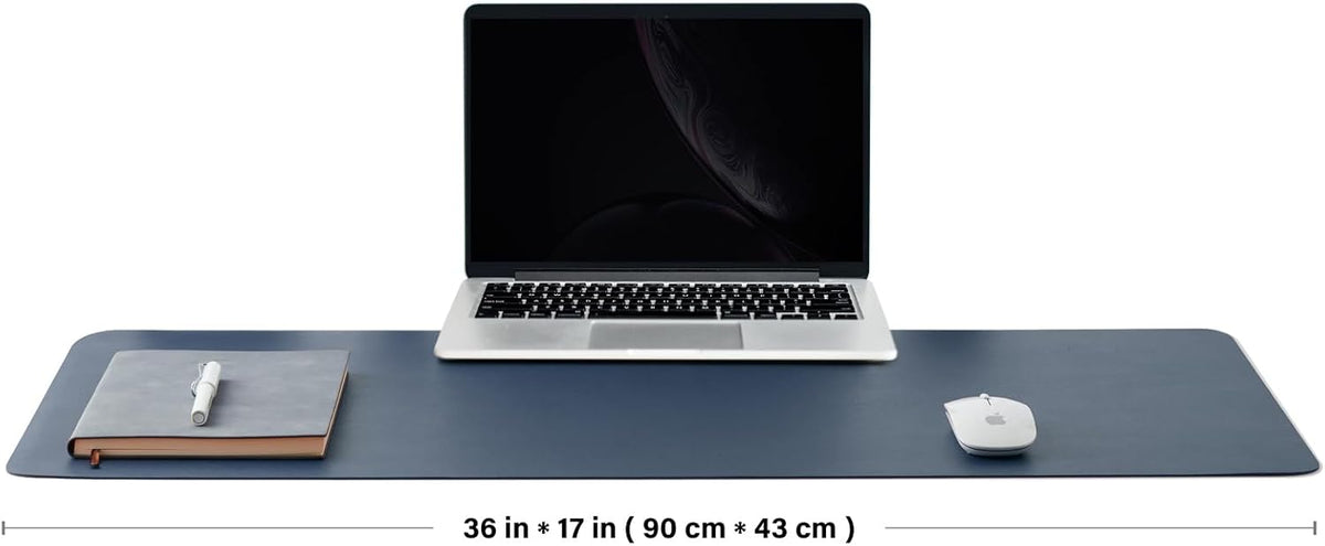 HOMIEAZICOZI Leather Desk Mat - Non-Slip PU Desk Pad for Office and Home - Desk Organization and Accessories - Ideal for Large Mouse Pad and Desk Mats on Top of Desks (Black,36''x 17'') (DPD-B-L)