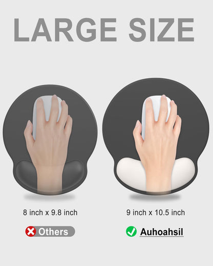 Ergonomic Mouse Pad with Wrist Rest, Comfortable Silicone Non-Slip Computer Pain Relief Gel Mouse Mat with Wrist Support for Gaming, Work, Office, Women & Men, Cute Pattern, Beige
