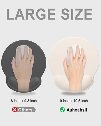 Ergonomic Mouse Pad with Wrist Rest, Comfortable Silicone Non-Slip Computer Pain Relief Gel Mouse Mat with Wrist Support for Gaming, Work, Office, Women & Men, Cute Pattern, Beige