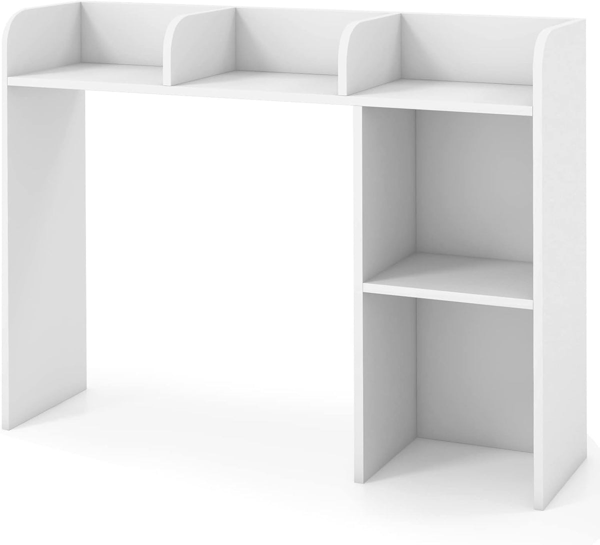 Desktop Bookshelf, Countertop Storage Hutch with 5 Shelves for Computer Desk, Desk 3-Tier Display Rack, Multipurpose Wood Desktop Hutch Storage Organizer for Dorm Office Home