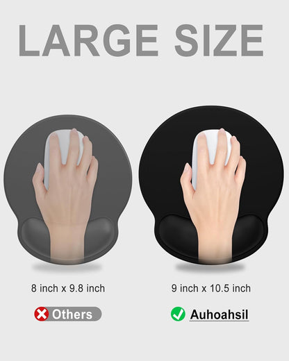 Ergonomic Mouse Pad with Wrist Rest, Comfortable Silicone Non-Slip Computer Pain Relief Gel Mouse Mat with Wrist Support for Gaming, Work, Office, Women & Men, Cute Pattern, Beige
