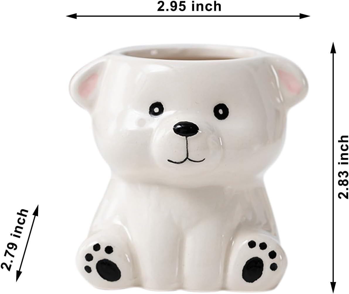 DIYOMR Cute Animals Planter, Mini Ceramic Cartoon Animal Shaped Succulent Flower Pot Indoor Air Plants Holder, Smooth Shiny Decorative Flower Cactus Planter - Plants Not Included (Panda)