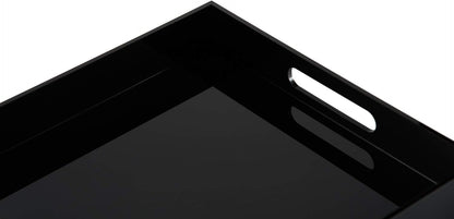 KEVLANG Glossy White Sturdy Acrylic Serving Tray with Handles-12x20 Inch-Serving Coffee Appetizer Breakfast-Kitchen Countertop Makeup Drawer Organizer-Vanity Table Ottoman Decorative Tray