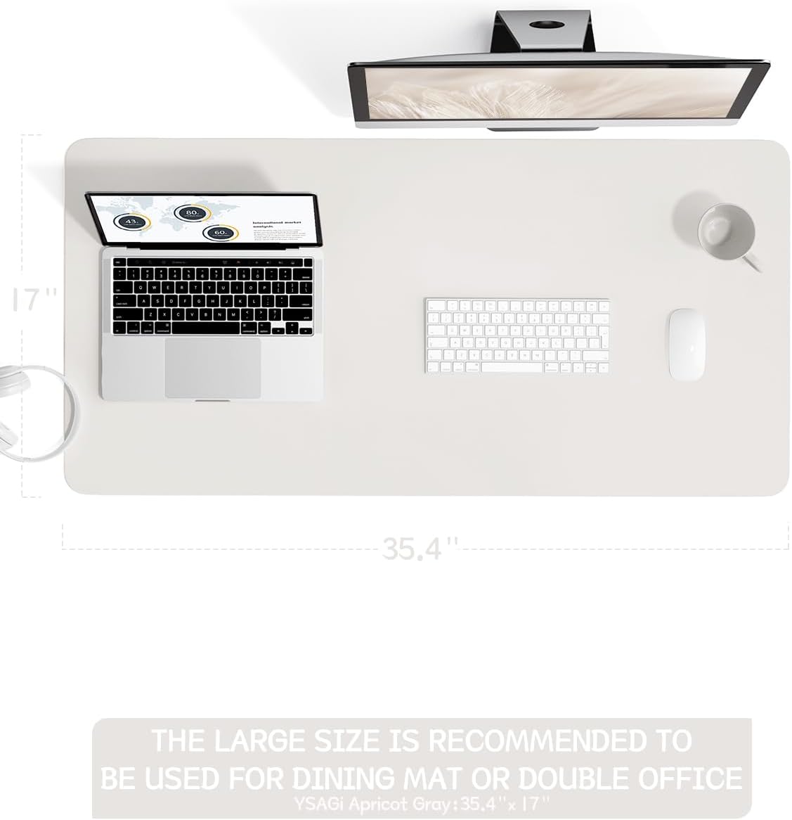 YSAGi Non-Slip Leather Desk Pad, Waterproof Laptop Computer Desk Keyboard Mat, Table Protector Blotter Mat, Large Mouse Pad for Office/Work/Home/Decor(Dark Brown, 31.5" x 15.7")