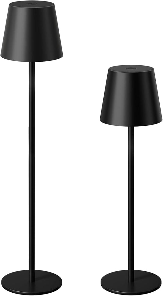 Kakanuo Cordless Table Lamp Rechargeable Black - KK 5000mAH Battery Operated Lamp for Counter, 3 Color Stepless Dimming Wireless Lamp for Dining Kitchen, Outdoor Patio, Touch Control