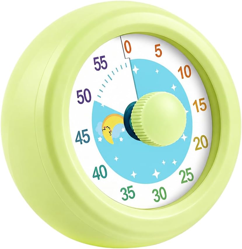 60 Minute Visual Timer with Silent Operation Visual Countdown Timer Rainbow Disk 60 Minute Countdown Timer Task Reminder Home and Kitchen Timer for Kids Desk, Office Meetings (White-Rainbow)