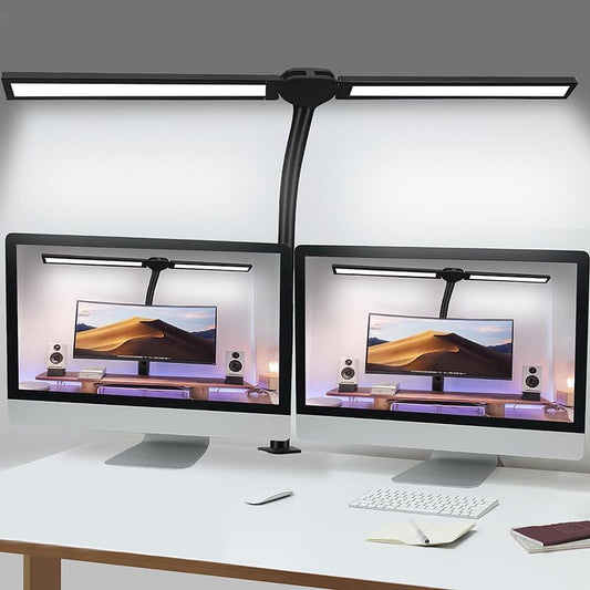LED Desk Lamp with Clamp & Flexible Arm - 3 Light Sources, 4 Color Modes & 5 Brightness Levels, Eye-Caring Table Light with Memory Function