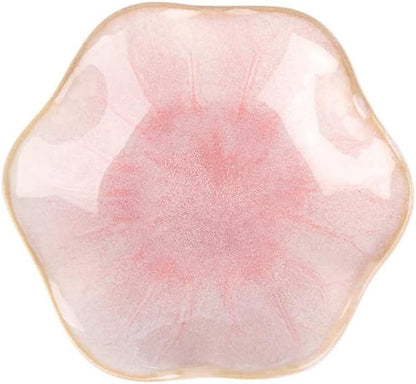 Ring Dish, Kiln Glaze Jewelry Trinket Tray, Gifts for Women I Lotus Leaf Necklace Earrings Holder on Nightstand Bathroom, Ceramic Cute Key Bowl, White. All Jewelries Are NOT Included.