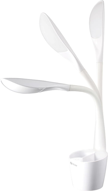 OttLite Organizer LED Desk Lamp with Flexible Neck and Storage, White | Natural Daylight LEDs | 4 Brightness Settings | Storage Compartments | Adjustable Flexible Neck