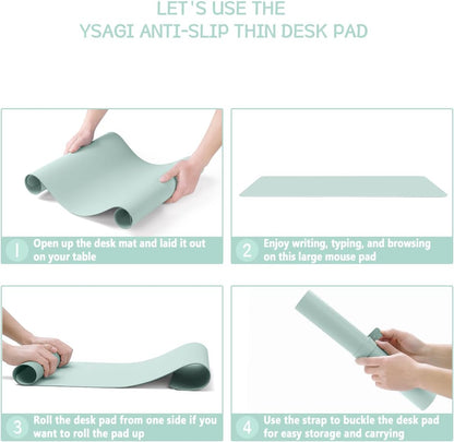 YSAGi Non-Slip Leather Desk Pad, Waterproof Laptop Computer Desk Keyboard Mat, Table Protector Blotter Mat, Large Mouse Pad for Office/Work/Home/Decor(Dark Brown, 31.5" x 15.7")