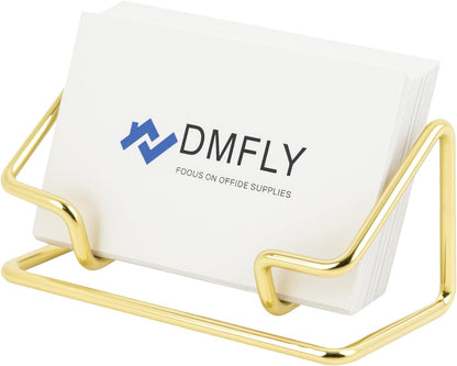 Metal Business Card Holder for Desk, Cute Card Display Stand, Compatible with Various Countertops, Gold