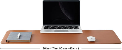 HOMIEAZICOZI Leather Desk Mat - Non-Slip PU Desk Pad for Office and Home - Desk Organization and Accessories - Ideal for Large Mouse Pad and Desk Mats on Top of Desks (Black,36''x 17'') (DPD-B-L)