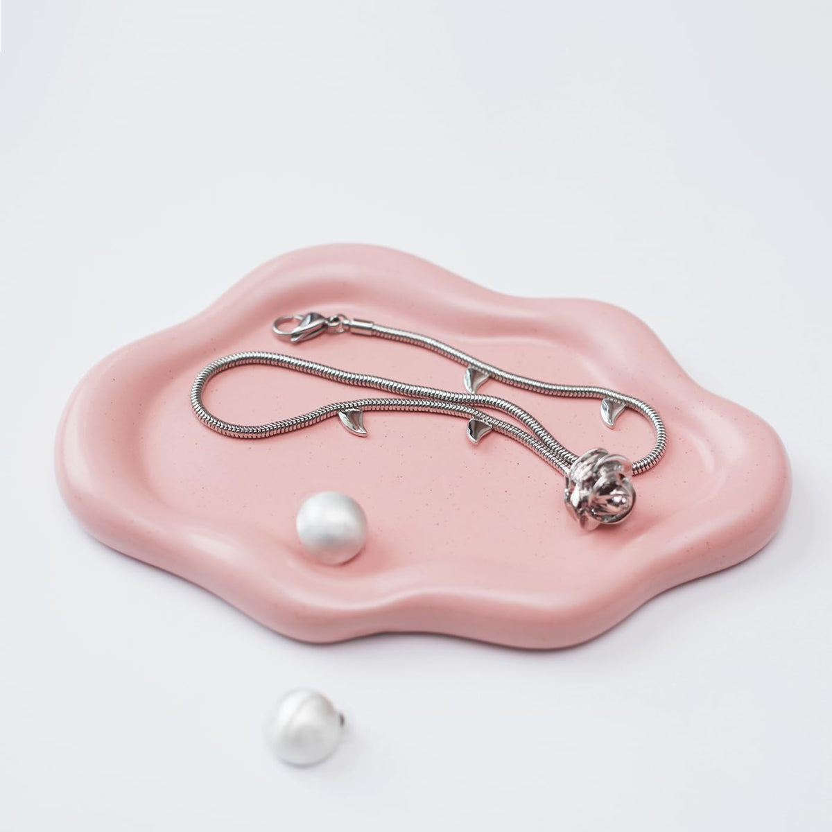 Jewelry Dish Trinket Tray for Women, Ring Dish Holder, Unique Cloud Shape Ceramic Plate Cute Things Vanity Aesthetic Room Decor Mother's Day Birthday (White)