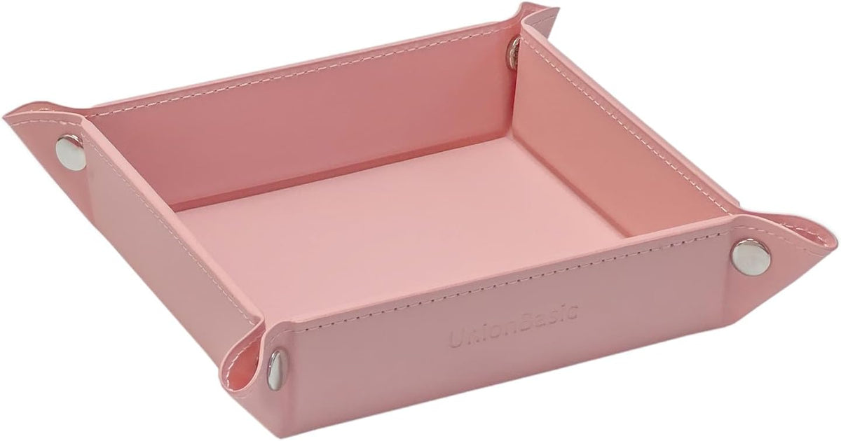 UnionBasic Small Valet Tray, Jewelry Tray for Rings Watches Earrings, Entryway Catchall Caddy for Coins Keys Change, Nightstand Bedside Valet Holder, Trays for Electronic Gadgets, Beige - Colors B