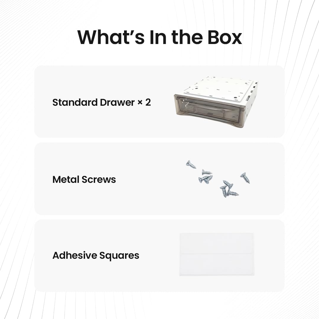 Under Desk Drawer 2-pack from 2B Neat - Self Adhesive Hidden Drawers - Heavy Duty Plastic - Easy Installation - Under Shelf Organizer for Office and Schools Supplies