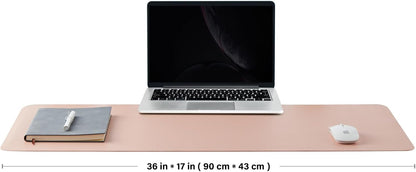 HOMIEAZICOZI Leather Desk Mat - Non-Slip PU Desk Pad for Office and Home - Desk Organization and Accessories - Ideal for Large Mouse Pad and Desk Mats on Top of Desks (Black,36''x 17'') (DPD-B-L)