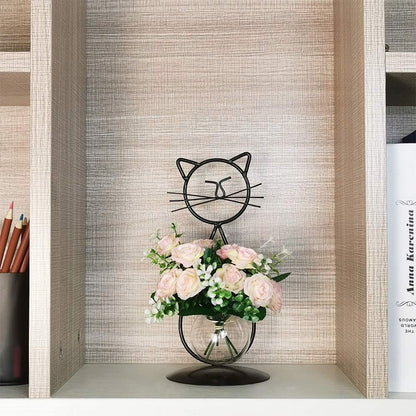Desktop Glass Planter Vase Holder, Modern Creative Cat Plant Terrarium Metal Stand for Hydroponics Plants Home Garden Wedding Decoration Outdoor Planter Ideas (Style 2)