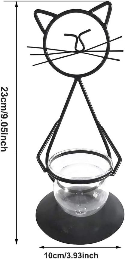Desktop Glass Planter Vase Holder, Modern Creative Cat Plant Terrarium Metal Stand for Hydroponics Plants Home Garden Wedding Decoration Outdoor Planter Ideas (Style 2)