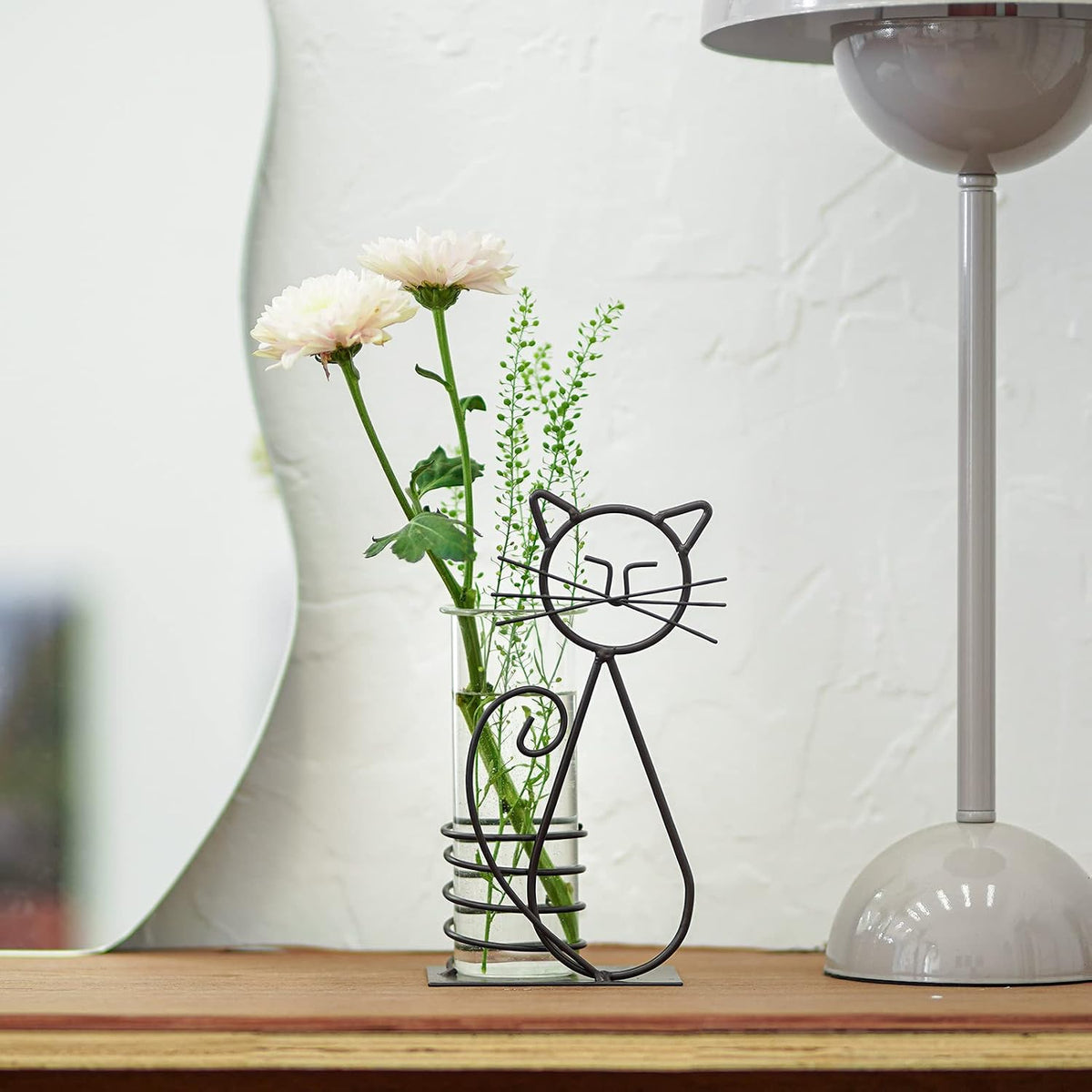 Desktop Glass Planter Vase Holder, Modern Creative Cat Plant Terrarium Metal Stand for Hydroponics Plants Home Garden Wedding Decoration Outdoor Planter Ideas (Style 2)