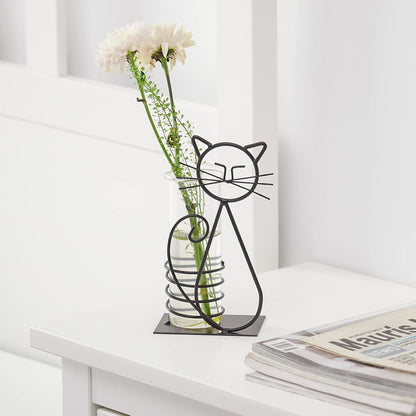 Desktop Glass Planter Vase Holder, Modern Creative Cat Plant Terrarium Metal Stand for Hydroponics Plants Home Garden Wedding Decoration Outdoor Planter Ideas (Style 2)