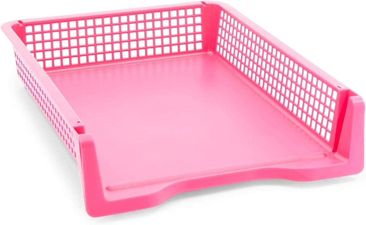Classroom Turn in Trays - 6-Pack, Letter Size, 12.75 x 9.75 x 2.75 in, Rainbow Plastic - Teacher Supplies & Classroom Must Haves - Stackable Paper Organizer & Homework Trays