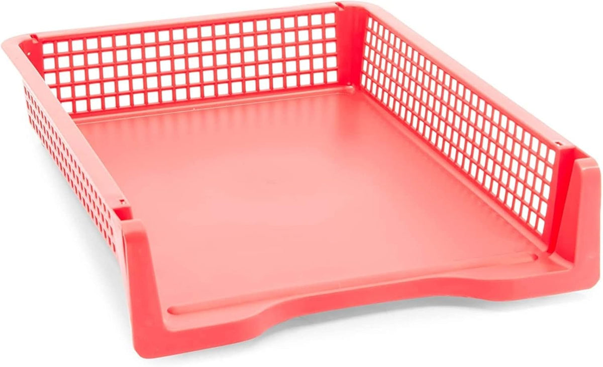 Classroom Turn in Trays - 6-Pack, Letter Size, 12.75 x 9.75 x 2.75 in, Rainbow Plastic - Teacher Supplies & Classroom Must Haves - Stackable Paper Organizer & Homework Trays