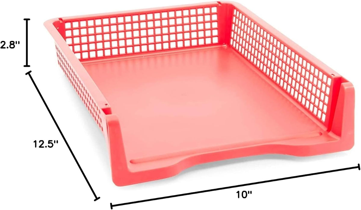 Classroom Turn in Trays - 6-Pack, Letter Size, 12.75 x 9.75 x 2.75 in, Rainbow Plastic - Teacher Supplies & Classroom Must Haves - Stackable Paper Organizer & Homework Trays