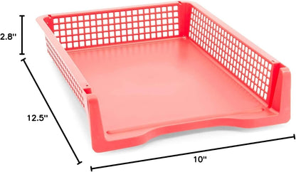 Classroom Turn in Trays - 6-Pack, Letter Size, 12.75 x 9.75 x 2.75 in, Rainbow Plastic - Teacher Supplies & Classroom Must Haves - Stackable Paper Organizer & Homework Trays