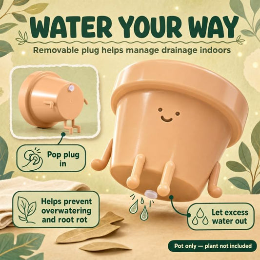 Sitting Small Plant Pot, Cute Pots for Plants - 4 Inch