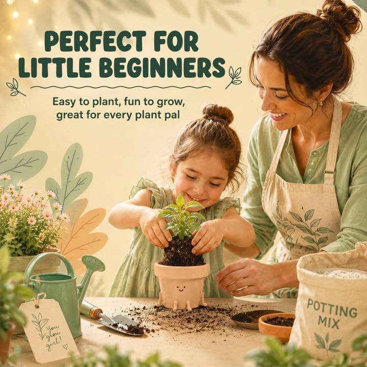 Sitting Small Plant Pot, Cute Pots for Plants - 4 Inch