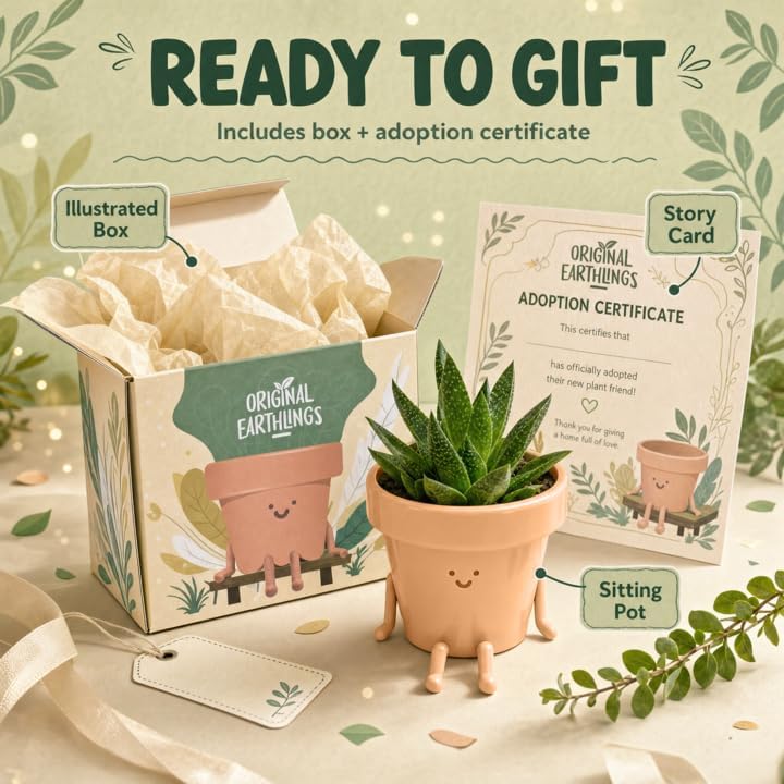 Sitting Small Plant Pot, Cute Pots for Plants - 4 Inch