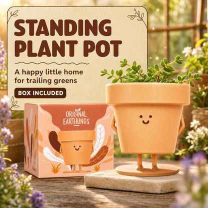 Sitting Small Plant Pot, Cute Pots for Plants - 4 Inch