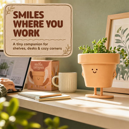 Sitting Small Plant Pot, Cute Pots for Plants - 4 Inch