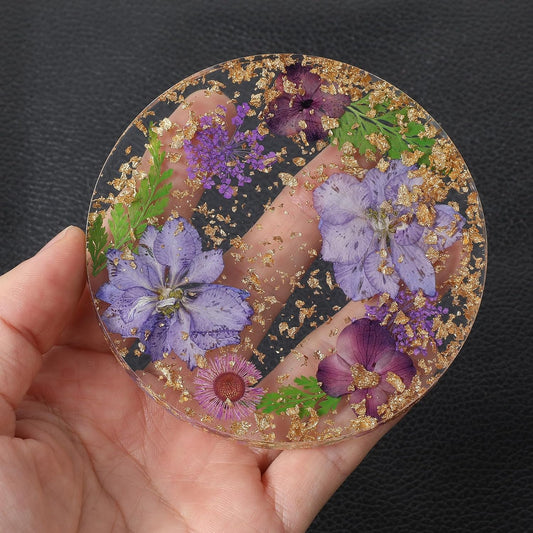 2pcs Floral Coasters Cute, 8.7cm/3.4Inch Non-Slip Resin Flower Coasters, Desk Coaster Set for Office Women, Cute Coaster for Drinks Coffee Table Wooden Desks Kitchen Bar Mugs