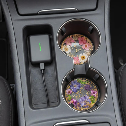 2pcs Floral Coasters Cute, 8.7cm/3.4Inch Non-Slip Resin Flower Coasters, Desk Coaster Set for Office Women, Cute Coaster for Drinks Coffee Table Wooden Desks Kitchen Bar Mugs
