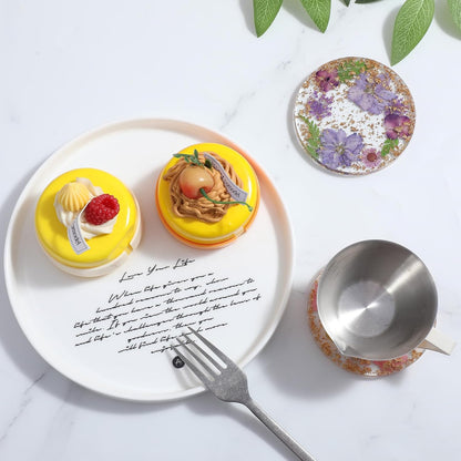 2pcs Floral Coasters Cute, 8.7cm/3.4Inch Non-Slip Resin Flower Coasters, Desk Coaster Set for Office Women, Cute Coaster for Drinks Coffee Table Wooden Desks Kitchen Bar Mugs