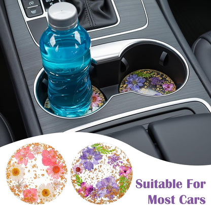 2pcs Floral Coasters Cute, 8.7cm/3.4Inch Non-Slip Resin Flower Coasters, Desk Coaster Set for Office Women, Cute Coaster for Drinks Coffee Table Wooden Desks Kitchen Bar Mugs