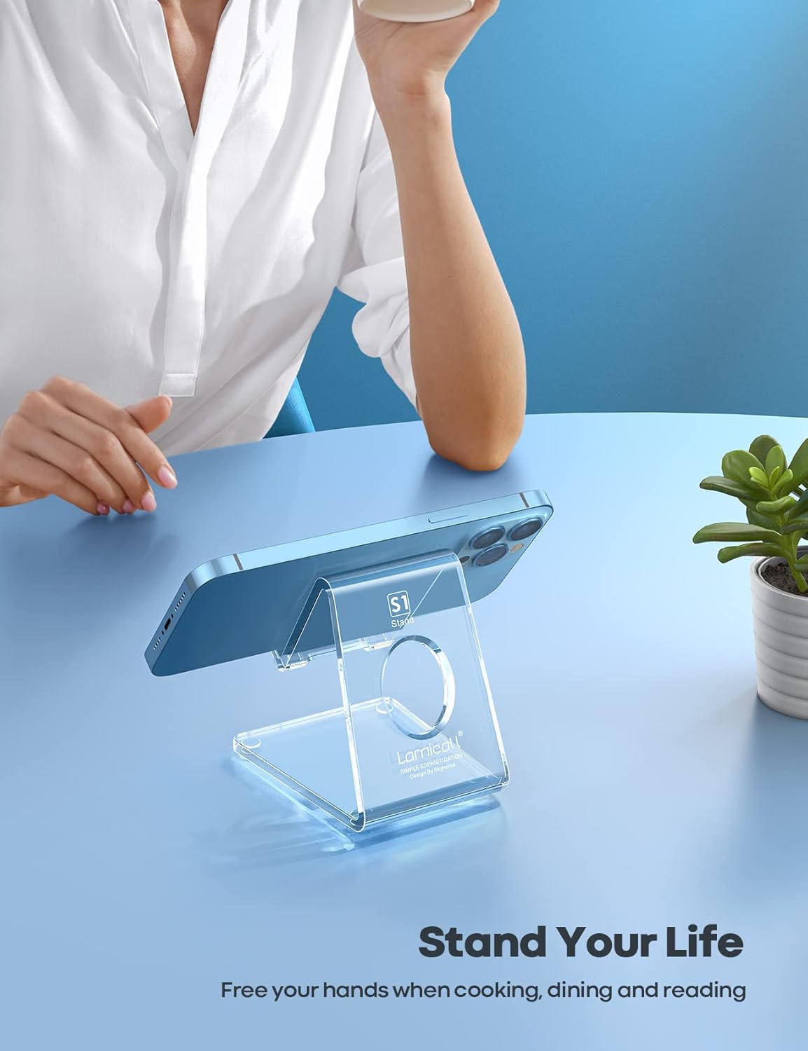 Cell Phone Stand, Phone Dock: Cradle, Holder, Stand for Office Desk - Black