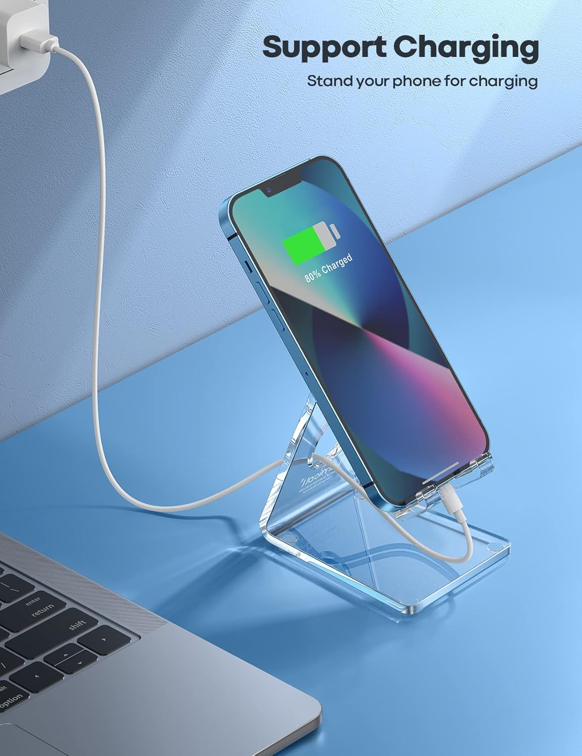Cell Phone Stand, Phone Dock: Cradle, Holder, Stand for Office Desk - Black