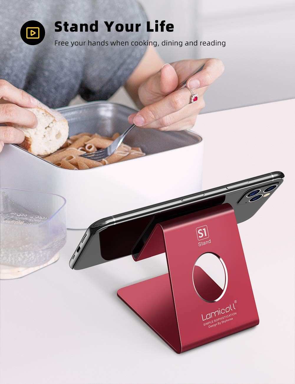 Cell Phone Stand, Phone Dock: Cradle, Holder, Stand for Office Desk - Black