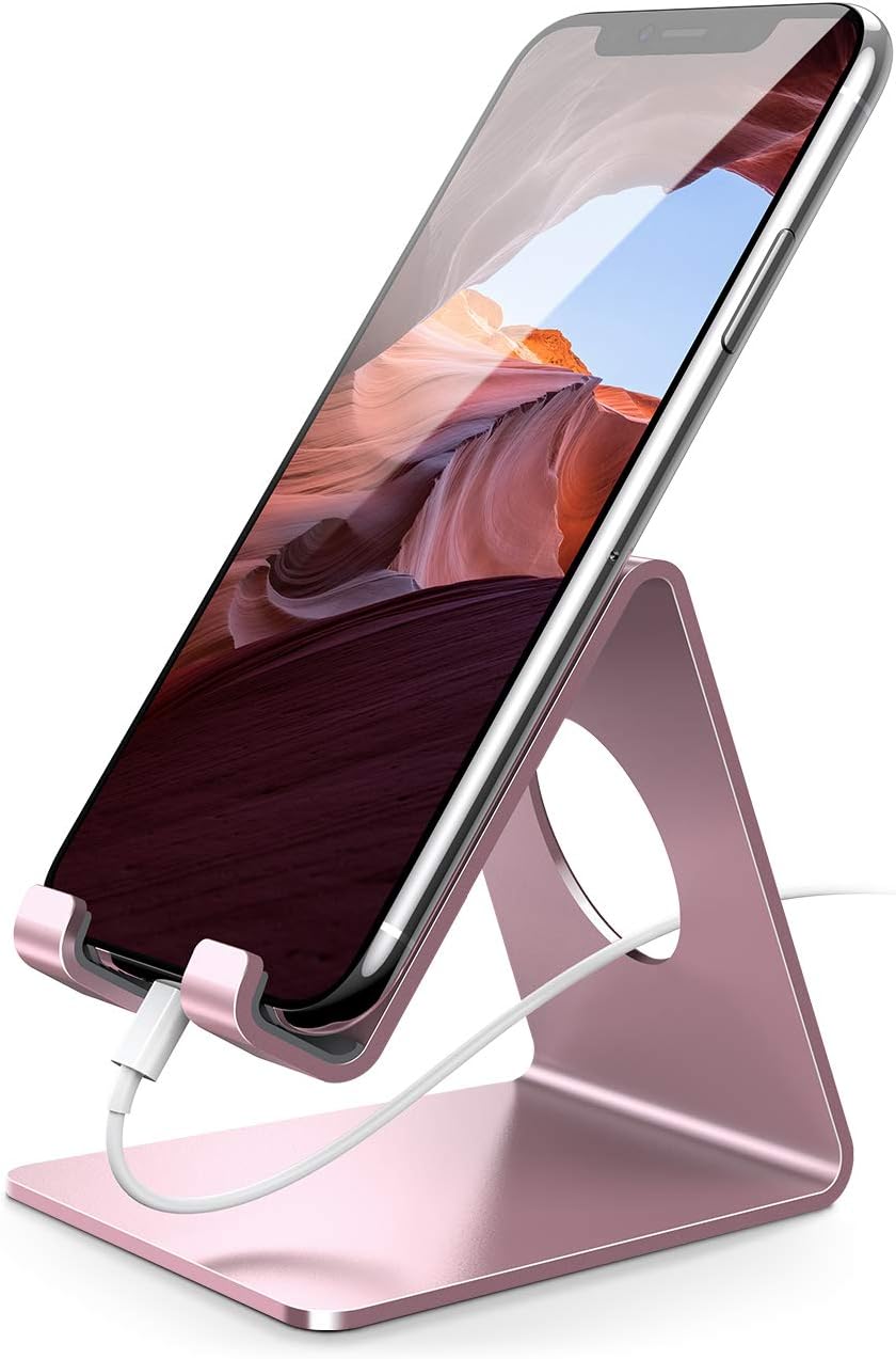 Cell Phone Stand, Phone Dock: Cradle, Holder, Stand for Office Desk - Black