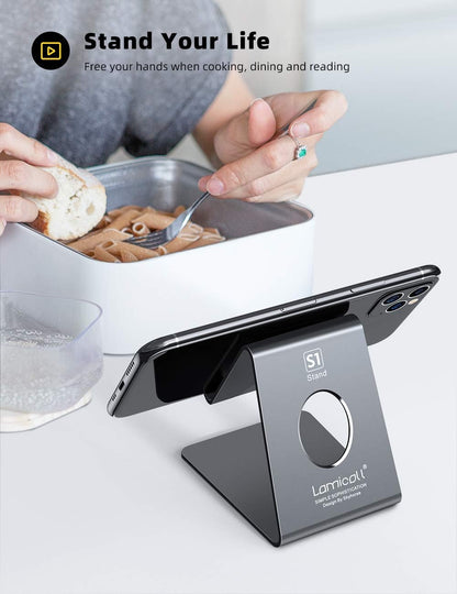 Cell Phone Stand, Phone Dock: Cradle, Holder, Stand for Office Desk - Black